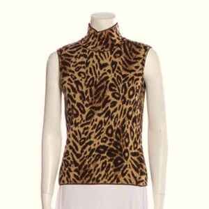 Animal Print Turtleneck Sweater, Escada